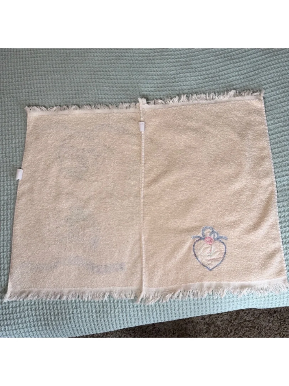 Vintage Cannon 2 Kitchen Hand Towels Fringe Cottage Granny Goose Embroidered 90s